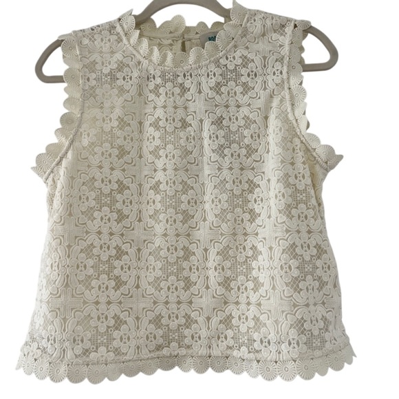 Rockin’C Western Wear Tops - Rockin'C Westen Wear Scalloped Trim Cutwork Lace Sleeveless Top‎ Ivory M